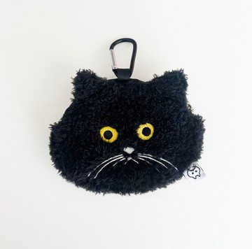 【CINDY CHIEN】黑貓毛絨絨耳機包/小收納包