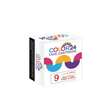 Color24 for EPSON LC-3WRN / LK-3WRN 一般系列 白底紅字 相容標籤帶 (寬度9mm)