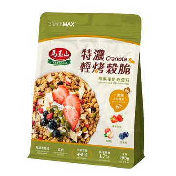 【馬玉山】特濃輕烤穀脆-莓果椰奶奇亞籽280g(包)