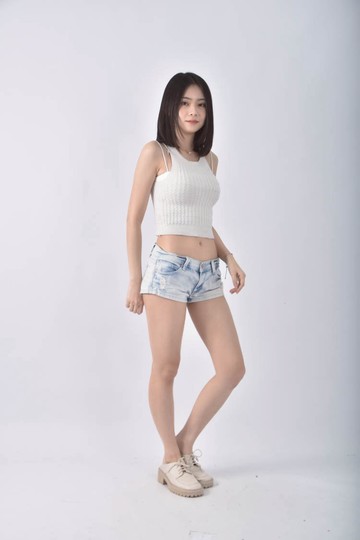 (XL) jeans girl丹寧牛仔水洗藍色短褲