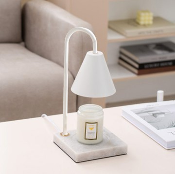 【1990選物】北歐極白大理石融燭燈 香氛蠟燭暖燈 蠟燭燈 -可調光 (白色款)(送 隨機香氛蠟燭 x1)