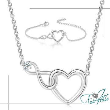 【伊飾童話】牽絆的愛＊韓風典雅鏤空手鍊項鍊組 2色可選