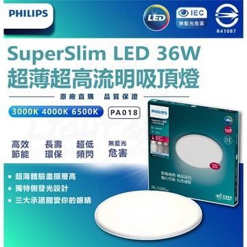 [ 新款 ] PHILIPS 飛利浦照明SuperSlim 超薄超高流明 36W 5300lm 調光吸頂燈 調光吸頂燈