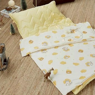 BUHO布歐 兒童睡墊四季被 天然純棉 雙層紗布 便攜式設計  睡墊(140 x 70cm) + 四季被(120 x 90cm) + 枕芯(70 x 30cm)  萌趣  3件