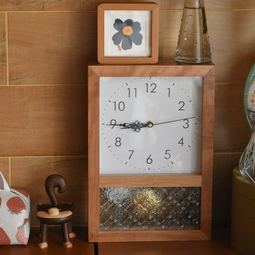 公司貨 免運 快速出貨 掛鐘 擺鐘 鬧鐘 掛鐘表 櫻桃木掛鐘日式櫻桃木掛鐘手工制作復古掛鐘實木海棠花玻璃D15