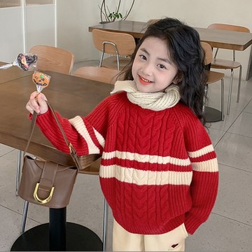 紅白針織麻花毛衣 針織衫 新年 過年 大紅 拜年服 長袖上衣 中性款 男童 女童 童裝 兒童 橘魔法 現貨【BB7191】