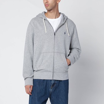 Gray cotton fleece zip sweatshirt