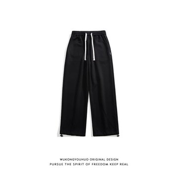 悟空有貨復古日系簡約純色運動衛褲男潮牌街頭寬松闊腿百搭休閑褲