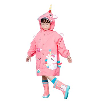 愛北鼻 兒童立體造型雨衣 -魔法獨角獸 可愛卡通造型 附收納袋  獨角獸 粉色  S  1入