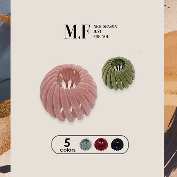M.F 台灣現貨 鳥巢盤髮器 天鵝絨 丸子頭盤髮器 鳥巢抓夾 不傷髮 不留痕 花苞盤髮髮飾 F0027