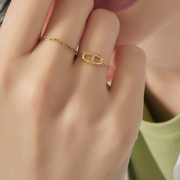 LESIS｜Pillar Chain Ring 矩形細鍊戒 - 美規US#7