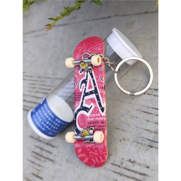 單一穩重圖案四輪雙翹迷你指尖手指滑板鑰匙扣圈鏈小滑板車包掛件