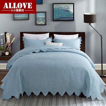 美式床蓋三件套雙面全棉絎縫夾棉床單純棉大炕鋪蓋雙人榻米墊