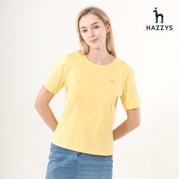 【HAZZYS】女款淺黃色休閒百搭圓領TSHIRT YWTEB101
