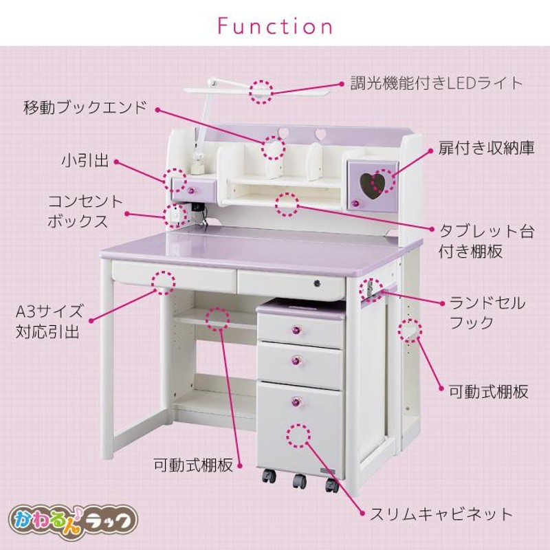 くろがね 2023年 学習机 キュートガール ロータイプ CGS-23VL 組み替え