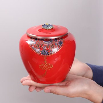 陶瓷茶葉罐陶瓷罐茶葉包裝罐高級感 陶瓷密封罐空罐茶葉盒馬年