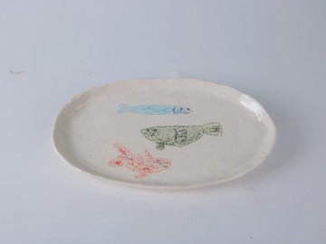 /奇怪的魚/ 手捏陶瓷盤