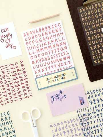 Calligraphy Alphabet Number Sticker Pack