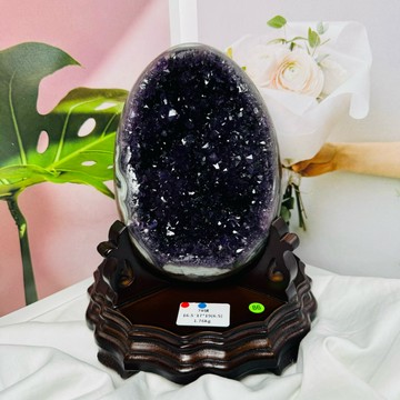 卡哇伊神奇寶貝 恐龍蛋晶洞78號1.76kg頂級烏拉圭拋光皮 紫水晶恐龍蛋晶洞ESP+♥️紫水晶洞 晶洞 A3417