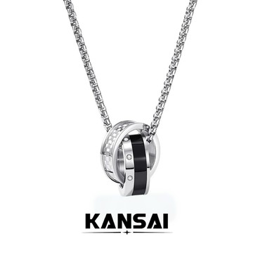 KANSAI 雙環相扣項鍊 羅馬潮 男士款 吊墜 女生 嘻哈風