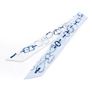 Hermes Do Re Boucles Broderie Anglaise Twilly絲巾(藍/白) (H853951S 02)