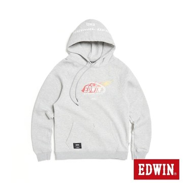 EDWIN 男裝 競速火焰長袖連帽T恤 (銀灰色)