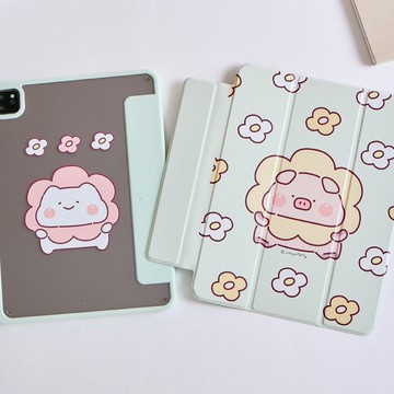 胖才可愛肉呆花朵強悍磁吸iPad三折保護殼