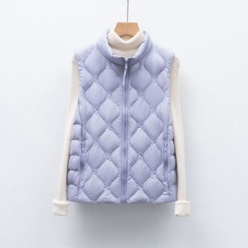 女士90絨輕薄羽絨背心立領波浪紋 M~3XL【24-25-82337-26】ibella 艾貝拉