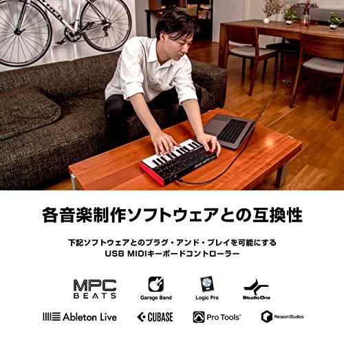 Akai Pro MIDIキーボードコントローラー ミニ25鍵USB ベロシティ対応8ドラムパッド 音楽制作ソフト MPK mini mk3