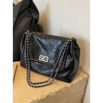 復古高級感褶皺設計鏈條包包女2025新款秋冬時尚托特包百搭單肩包