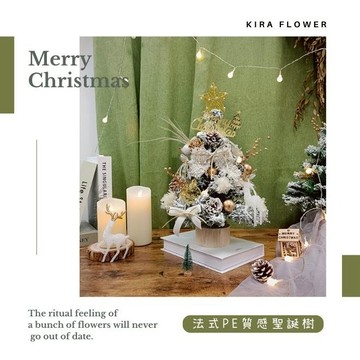 【KIRA與花花藝】聖誕獻禮．PE法式質感聖誕樹落雪款/小-雪花白/永生花裝飾/聖誕禮物/聖誕節/交換禮物/聖誕樹