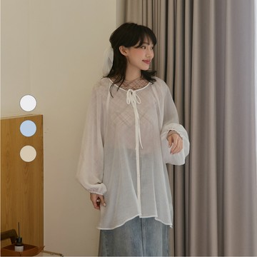 50% Fifty Percent｜輕盈綁帶泡袖上衣｜02673231001