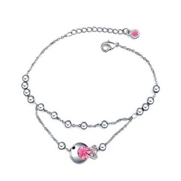 925純銀手鍊 水晶手環-時尚簡約可愛小魚情人節生日禮物女飾品5色73jw142【獨家進口】【米蘭精品】