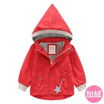 Meanbear - 防風防雨反光衝鋒外套(加絨)-尖帽-紅色