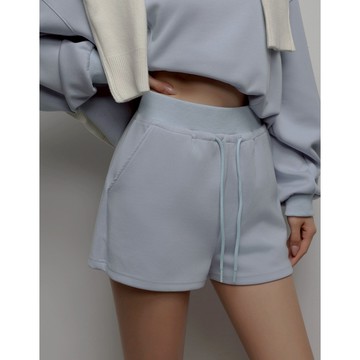 CHIC A SPACE 【柔光空氣層】抽繩休閒短褲(藍/深灰) 女裝 現貨