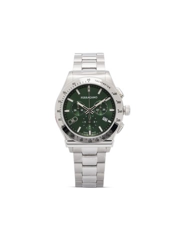 Ferragamo - 1927 Chrono 42mm - men - stainless steel/Sapphire Crystal/glass - One Size - Green