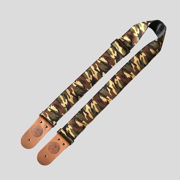 吉他背帶，軍紋，棕色，真皮