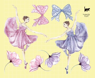 可愛女孩 - 粉紅與藍色 - PET (藍獅子) (suyeon) 人物貼紙 女孩貼紙