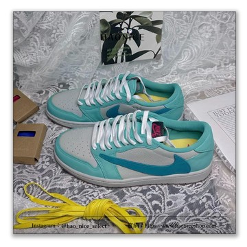 【HAO NICE】外面買不到的倒勾！極致的藝術 惡作劇訂製款Air Jordan 1 x Travis Scott 蒂芙尼綠 倒勾logo 板鞋 籃球鞋
