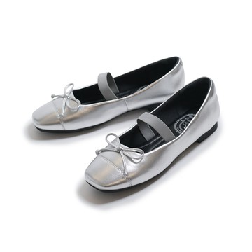 我的旅行日記  甜美芭蕾平底瑪莉珍鞋 銀箔 (5B2943)