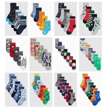 部分現英國Next童裝正品男女童寶寶新款可愛卡通圖案襪子短襪長襪