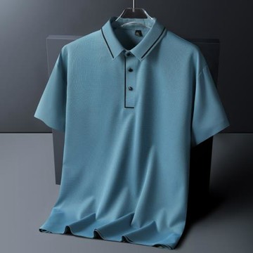 抗皺男士翻領冰絲POLO衫夏季速干加大碼胖子寬松短袖T恤爸爸半袖