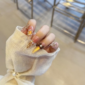 愛依依 美甲 戴甲 甲片新款穿戴香風手工貓眼蝴蝶結可可高級法式顯白氣質美甲千金-13016.