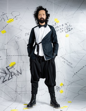 拼色綁腰擋片襯衫