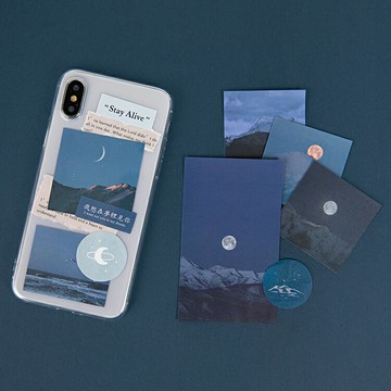 長詩手機殼裝飾卡片便簽紙手賬文藝拼貼ins風宇航員手帳素材貼紙