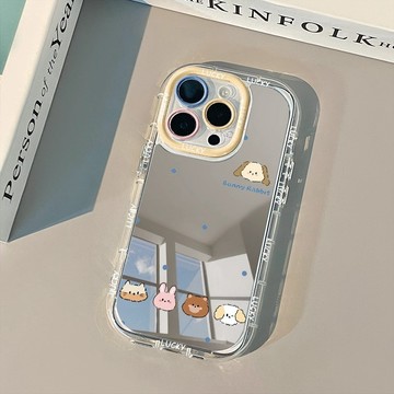 小動物頭iPhone17promax卡通奶油鏡面手機殼油16pro全新15plus卡通14外殼