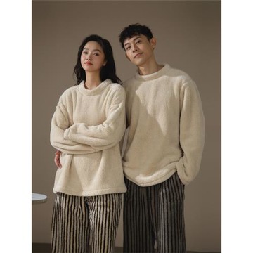 【加厚加絨】2025年新款情侶睡衣秋冬款男女套頭珊瑚絨家居服套裝