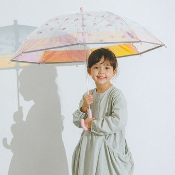 日本 Wpc. 晴雨圓舞曲 安全開關透明童傘 絢彩粉黃
