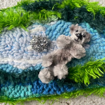 灰小海獺5.5cm-毛根扭扭棒手作/髒萌流浪動物園/娃娃寵物創作