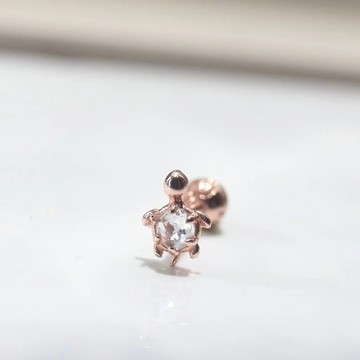 14K Sea turtle Piercing 金海龜鎖珠耳環(單個)  耳骨 耳窩 不退